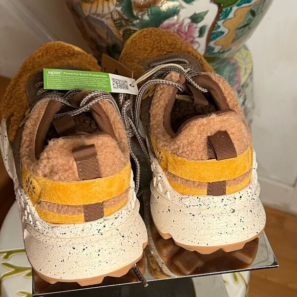 Flower Mountain x YMC Suede Kotetsu Trainers in Brown Eco Shearling - Picture 5 of 7